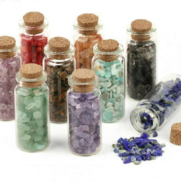 Mini botellas piedras de protección