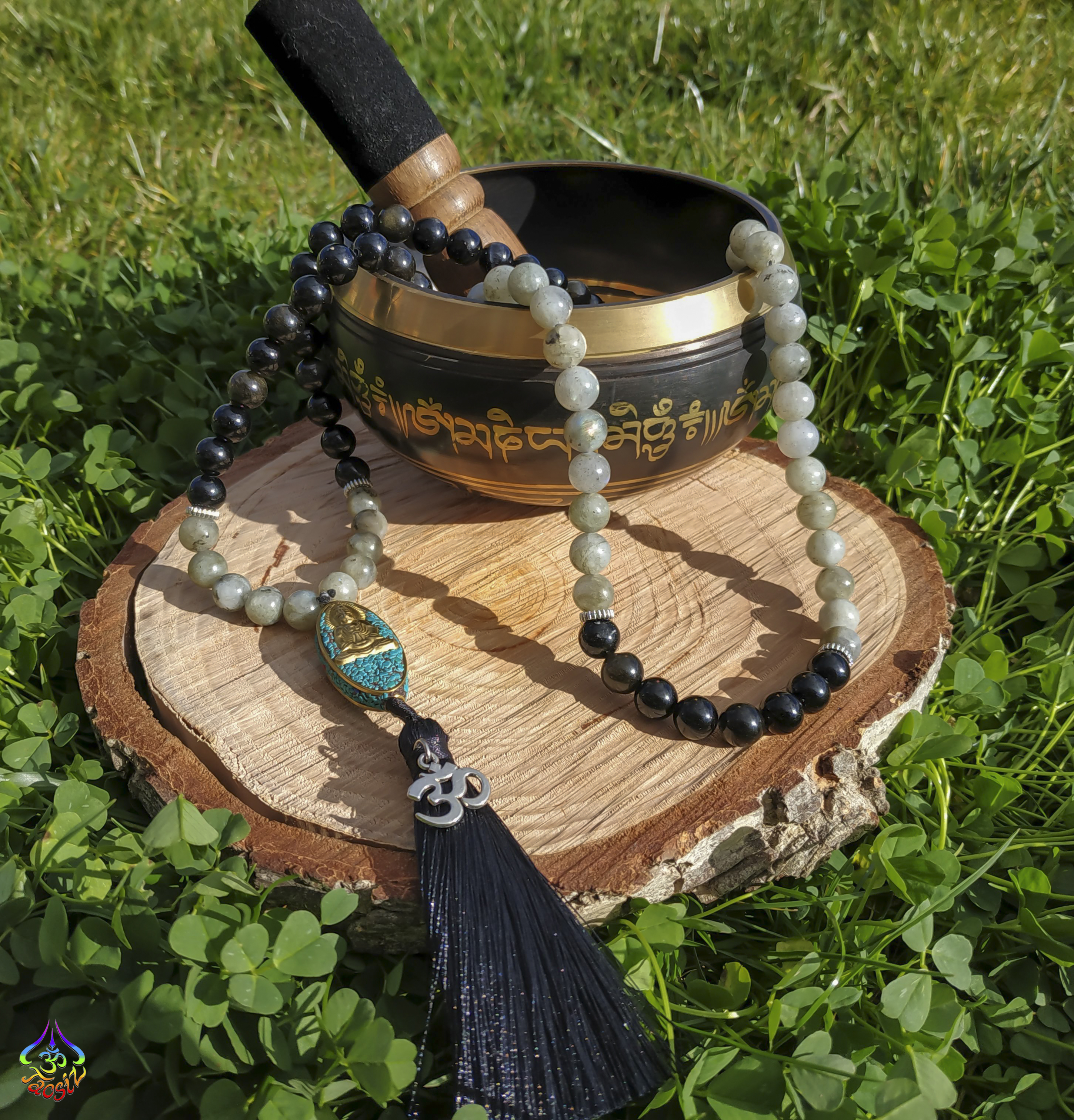 Japa Mala Labradorita y Onix